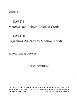 Part I. Montoya and Related Colonial Corals. Part II. Organisms Attached