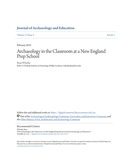 Archaeology in the Classroom at a New England Prep School Ryan Wheeler Robert S