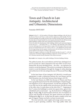 Town and Church in Late Antiquity. Architectural and Urbanistic Dimensions