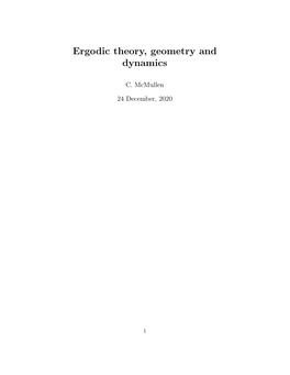 Ergodic Theory, Geometry and Dynamics