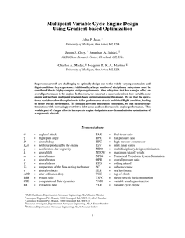 Multipoint Variable Cycle Engine Design Using Gradient-Based Optimization