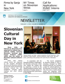 NEWSLETTER Slovenian Cultural Day in New York