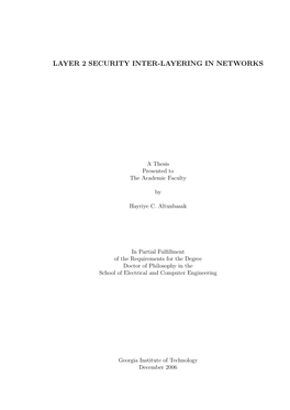 Layer 2 Security Inter-Layering in Networks