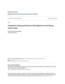 A Model for Enhanced Nurture of New Believers in the Reang Tribe in India