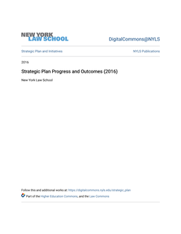 Strategic Plan Progress and Outcomes (2016)