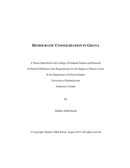 Democratic Consolidation in Ghana