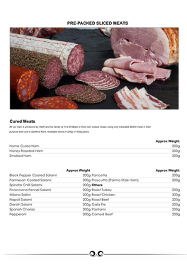 PRE-PACKED SLICED MEATS Cured Meats