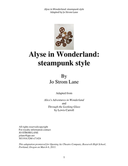 Alyse in Wonderland: Steampunk Style Adapted by Jo Strom Lane