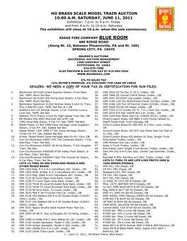 Ho Brass Scale Model Train Auction 10:00 Am Saturday