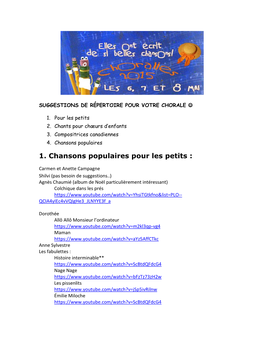 1. Chansons Populaires Pour Les Petits