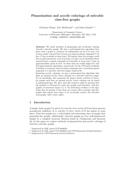 Planarization and Acyclic Colorings of Subcubic Claw-Free Graphs