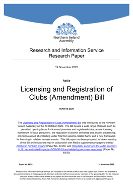 Licensing and Registration of Clubs (Amendment) Bill Paper