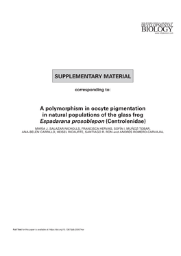 SUPPLEMENTARY MATERIAL a Polymorphism in Oocyte