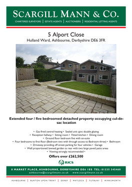 5 Alport Close Hulland Ward, Ashbourne, Derbyshire DE6 3FR