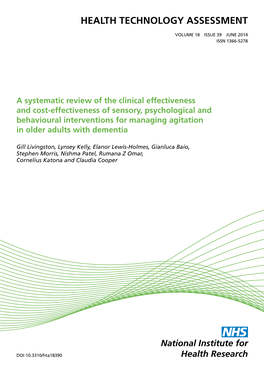 A Systematic Review of the Clinical Effectiveness and Cost-Effectiveness of Sensory, Psychological and Behavioural Interventions