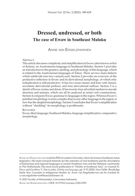 Dressed, Undressed Or Both. the Case of Ewaw in Southeast Maluku