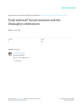 Truly National? Social Inclusion and the Ghana@50 Celebrations