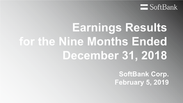 Earnings Results for the Nine Months Ended December 31 2018