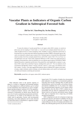 Vascular Plants As Indicators of Organic Carbon Gradient in Subtropical Forested Soils