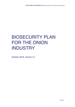 Biosecurity Plan for the Onion Industry 2018