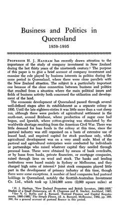 Business and Politics in Queensland 1859-1895