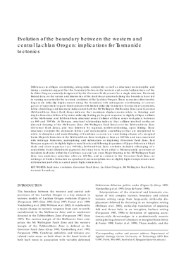 Evolution of the Boundary Between the Western and Central Lachlan Orogen: Implications for Tasmanide Tectonics