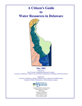 A Citizen's Guide to Water Resources in Delaware