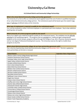 K-12 School District and Community College Partnerships What Is The