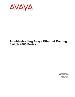 Troubleshooting Avaya Ethernet Routing Switch 4000 Series