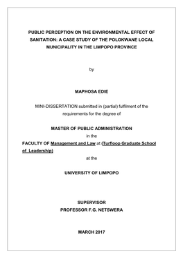 A Case Study of the Polokwane Local Municipality in the Limpopo Province