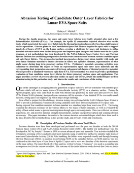 Abrasion Testing of Candidate Outer Layer Fabrics for Lunar EVA Space Suits