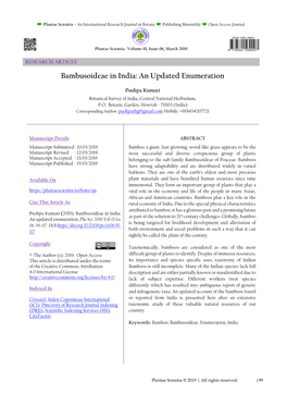Bambusoideae in India: an Updated Enumeration