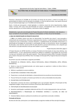 Agrupamento De Escolas Trigal De Santa Maria – Tadim, 150964 RELATÓRIO FINAL DE EXECUÇÃO DO PLANO ANUAL E PLURIANUAL DE ATIVIDADES