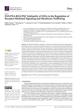 SNX-PXA-RGS-PXC Subfamily of Snxs in the Regulation of Receptor-Mediated Signaling and Membrane Trafﬁcking