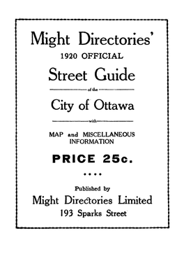 Might Directories' 1920 OFFICIAL Street Guide ---Ofthe--- City Of