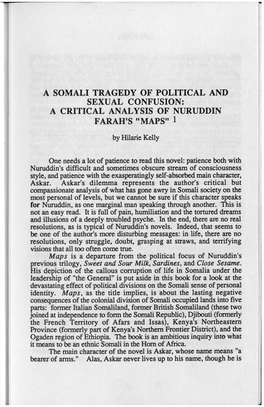 A Somali Tragedy of Political and Sexual Confusion: a Critical Analysis of Nuruddin Farah's 