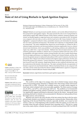 State of Art of Using Biofuels in Spark Ignition Engines