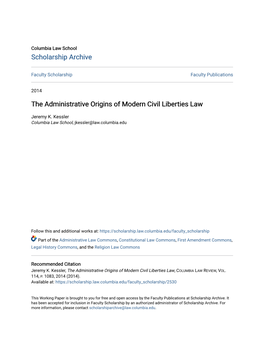 The Administrative Origins of Modern Civil Liberties Law