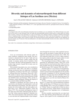 Diversity and Dynamics of Microarthropods from Different Biotopes of Las Sardinas Cave (Mexico)