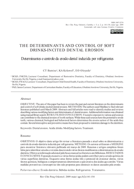 The Determinants and Control of Soft Drinks-Incited Dental Erosion