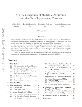On the Complexity of Modulo-Q Arguments and the Chevalley