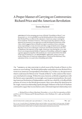 Richard Price and the American Revolution