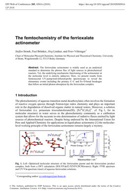 The Femtochemistry of the Ferrioxalate Actinometer