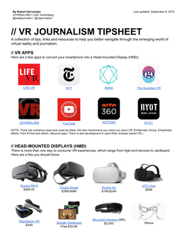 VR Tip Sheet