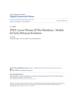 PEET: Lower Worms of the Meiofauna - Models for Early Metazoan Evolution