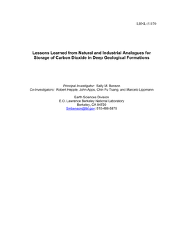 Carbon Dioxide in Deep Geological Formations