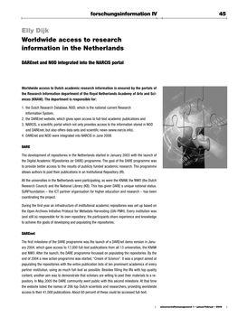 Elly Dijk Worldwide Access to Research Information in the Netherlands