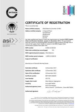 CERTIFICATE of REGISTRATION This Is to Certify That