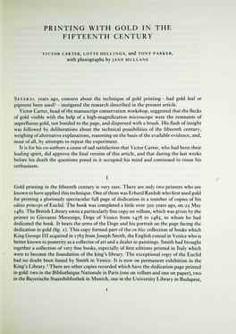 Printing with Gold in the Fifteenth Century