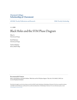 Black Holes and the SYM Phase Diagram Miao Li University of Chicago